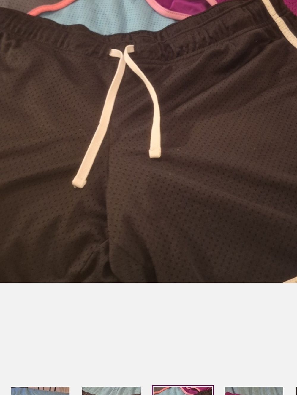 Danskin Now Black Athletic Shorts with White Trim and Drawstring (3) - Picture 3 of 7